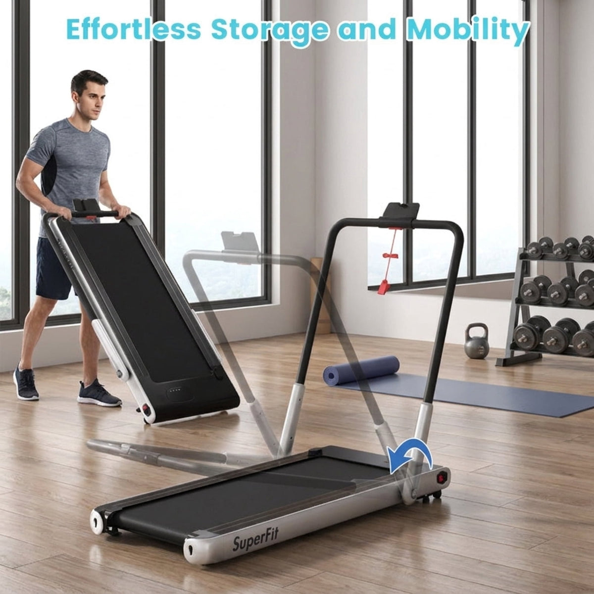 Airfind Walking Treadmill for Home with Adjustable 0.6-8 MPH Speed and Shock-Absorbing Belt Plus USB Port and Transport Wheels to Serve as a Quiet Folding Walking Pad, Silver