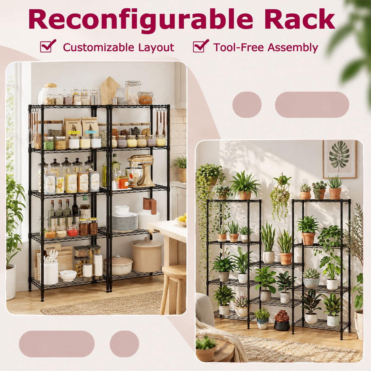 Airfind 5-Tier Metal Storage Shelving Unit with V-Shaped Wire Rack and 750 LBS Capacity, 750 lbs Capacity, Metal Frame, Black
