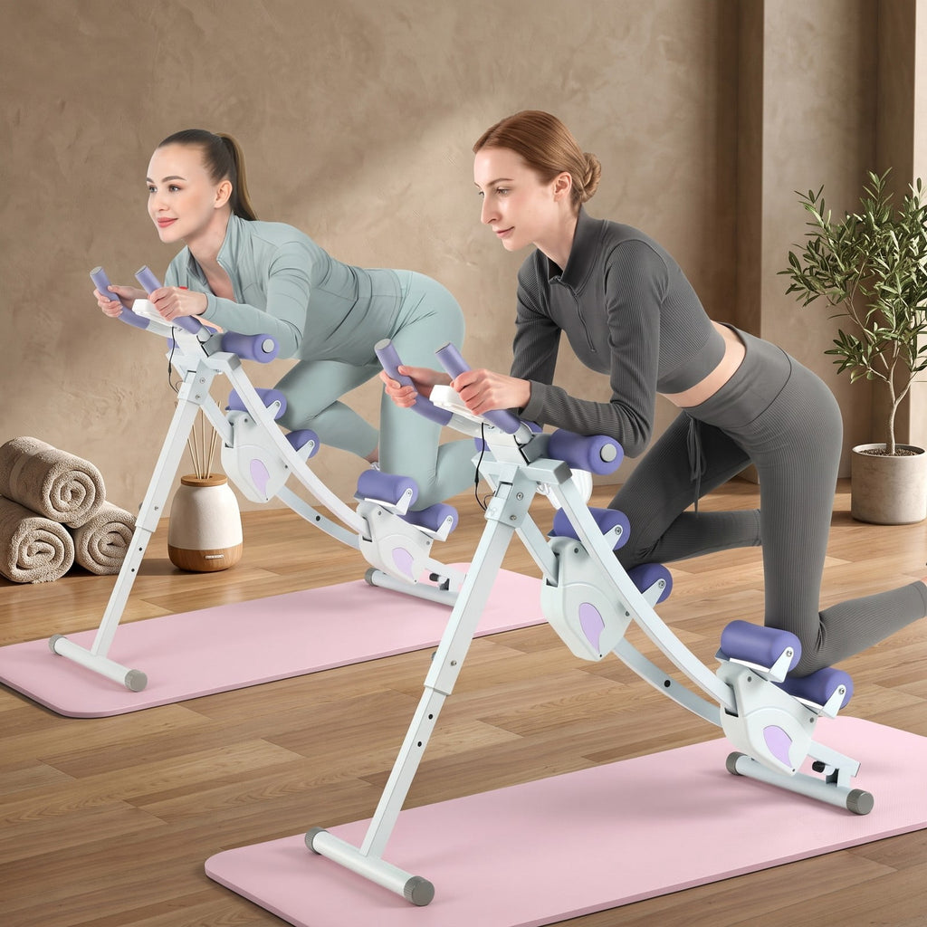 Airfind Ab Machine Abdominal Trainer with LCD Monitor, 4 Adjustable Heights, Foldable Full Body Core Workout Glider Exerciser for Home Gym, 330 LBS Capacity, Purple
