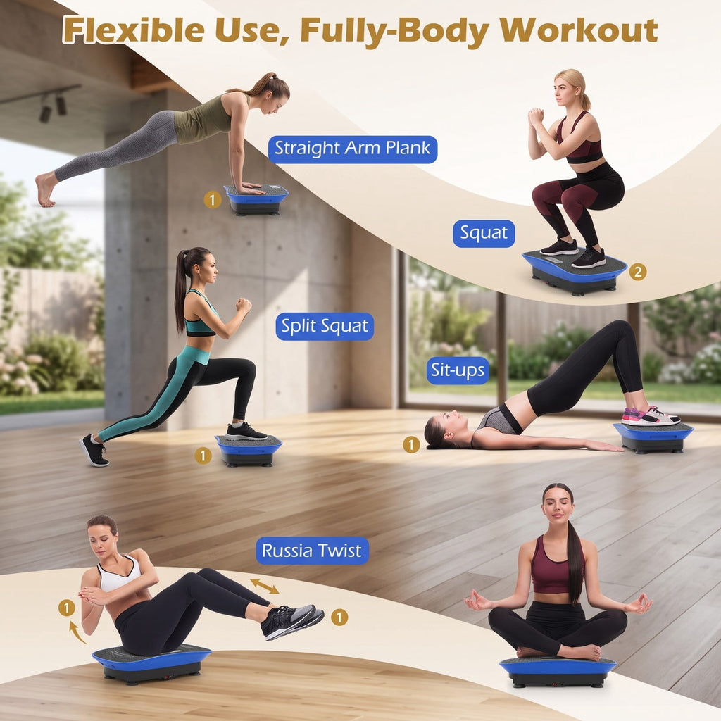 Airfind Whole Body Vibration Plate Exercise Machine for Lymphatic Drainage and Weight Loss, Vibration Platform with 10 Speed Intensities, LED Display and, Navy