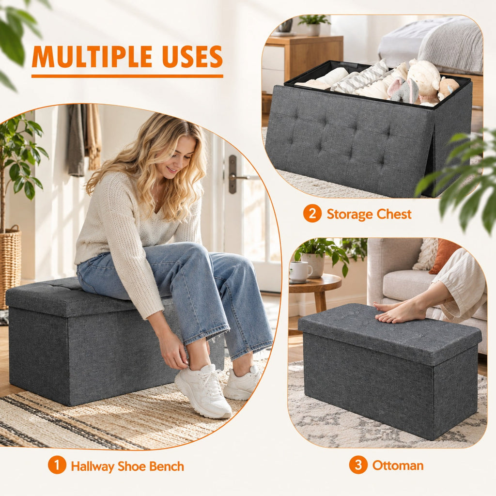 Airfind 31.5 Inch Fabric Foldable Storage with Removable Storage Bin, 350 lbs Capacity, Oxford fabric Frame, 31.5in x 16in x 16in Footprint, Dark Gray
