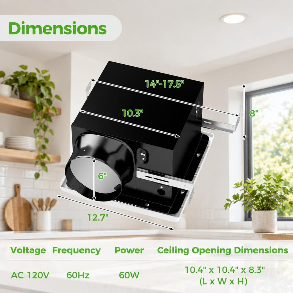 Airfind 200 CFM Bathroom Exhaust Fan with Metal Housing and 6 Inches Duct for 200 Sq.Ft, 14.3 x 12.7 x 9Fan Housing Footprint