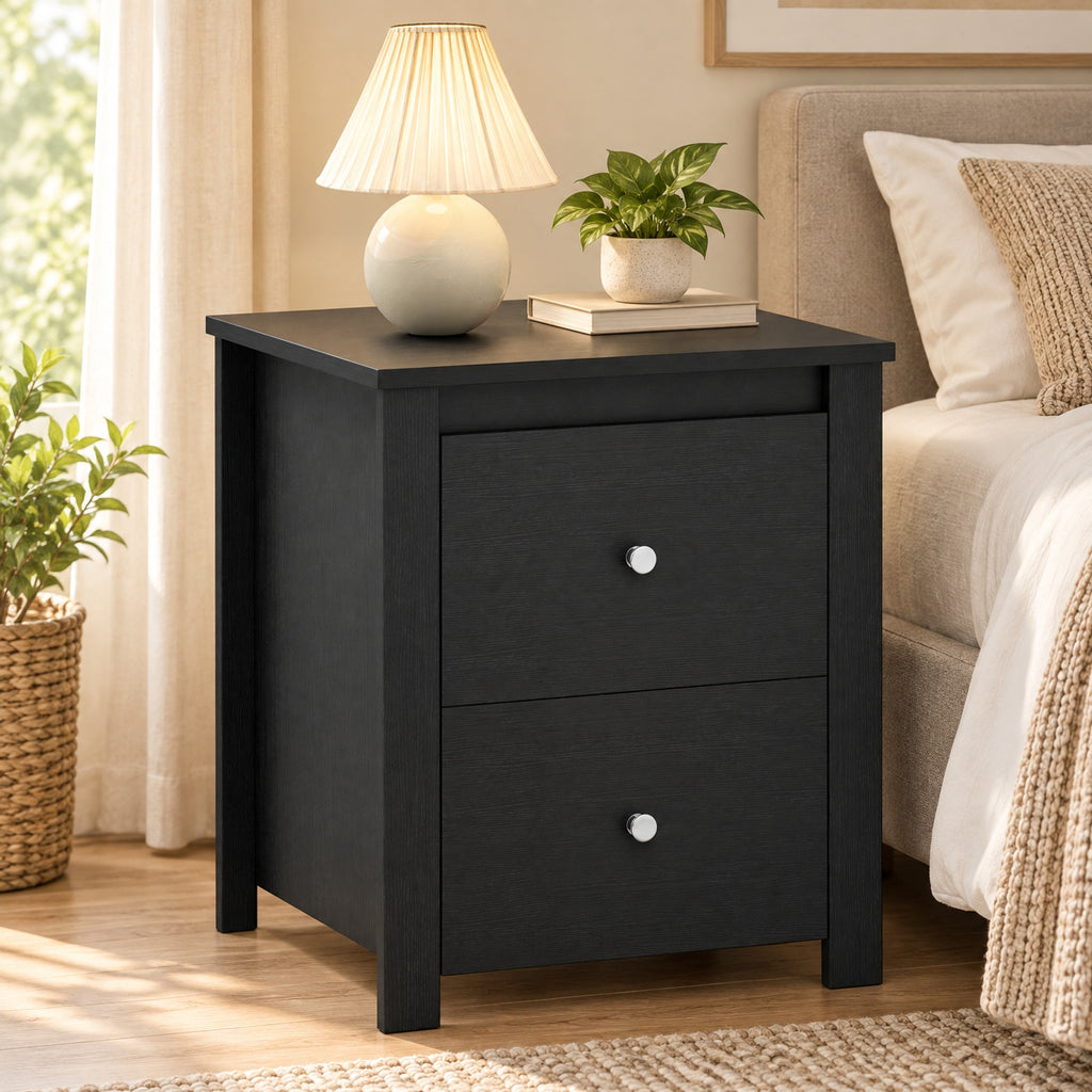 Airfind Nightstand with 2 Drawers Storage for Bedroom Living Room Small Spaces, 66 lbs Capacity, Engineered Wood Metal Frame, White