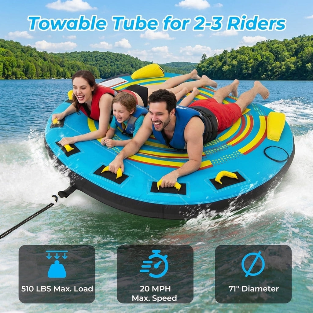 Airfind Heavy-Duty Inflatable Towable Tube for Boat Excursions, Yellow