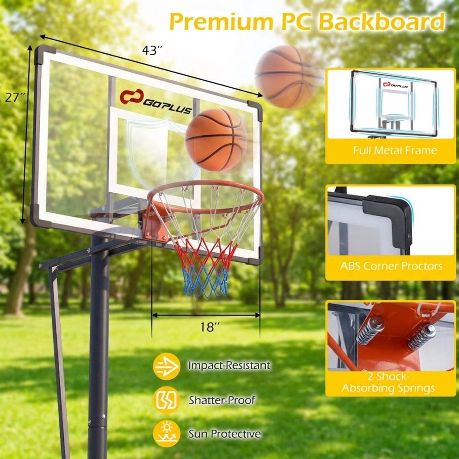 Airfind Portable Basketball Goal (10 ft Range) Stabilizing Base, Black