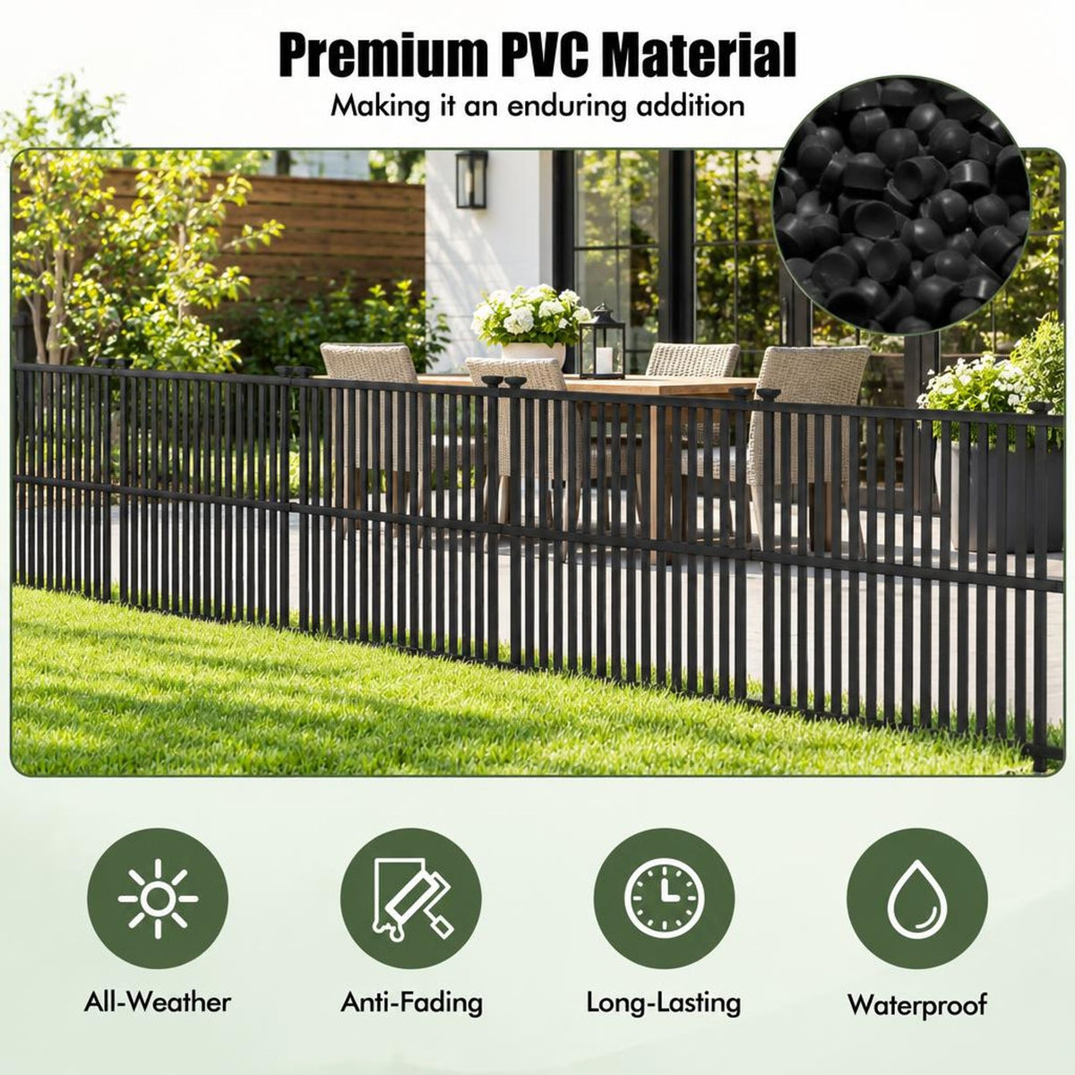 Airfind Air Conditioner Fence Panel with Metal Ground Stakes for Outside, PVC Metal Overall Height: 55 Frame, Black