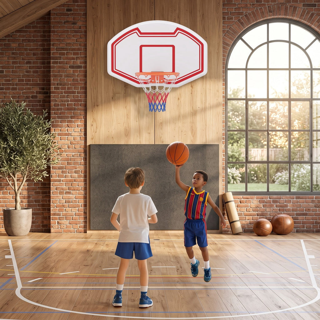 Airfind Large Wall Mounted Basketball Hoop with Shatter-proof PE Backboard, Metal Rim Anti-Tear Net for Kids and Adults Indoor Outdoor Play, White and Red