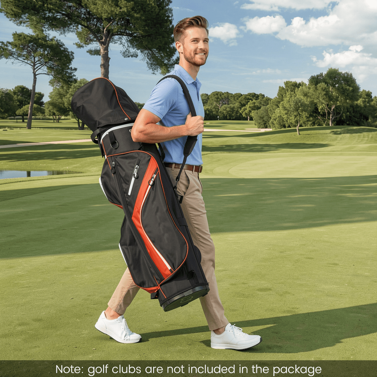 Airfind 14-Way Cart Bag with Rain Hood, Towel Ring and 9 Zippered Pockets, Red