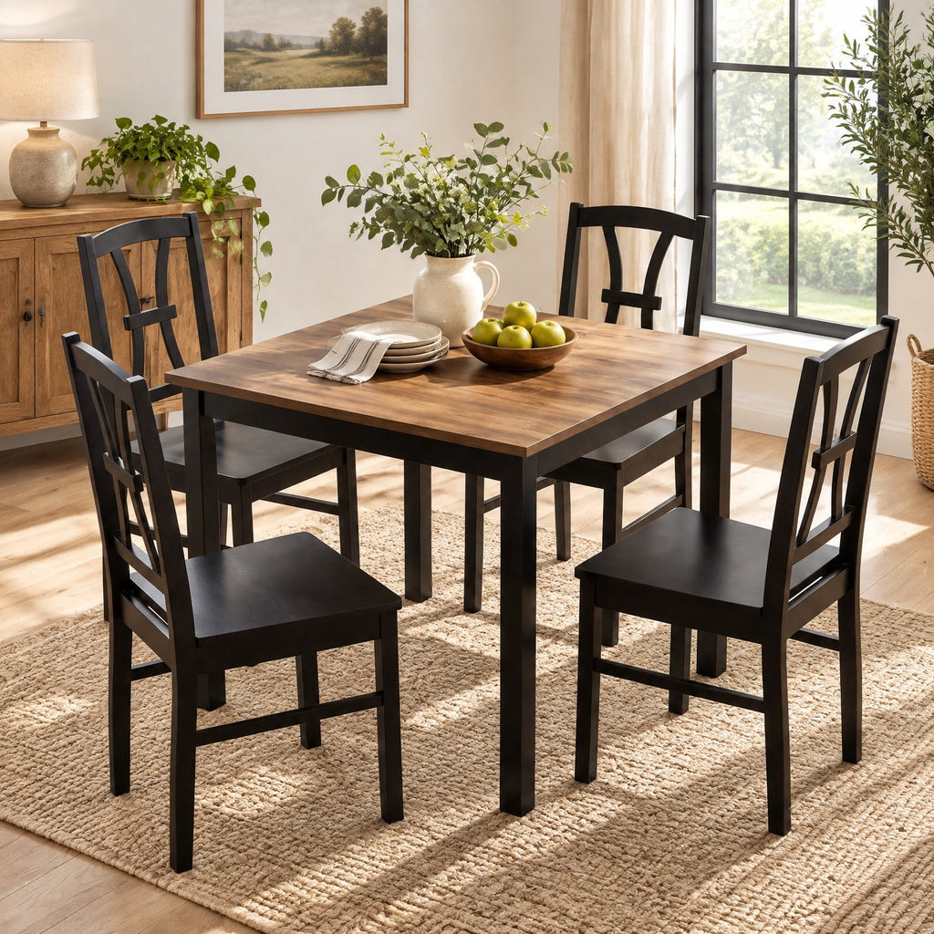 Airfind 400 Lbs Capacity Dining Chair Set of 4 with Cross Backrest and Rubber Wood, 400 Lbs Capacity, Rubber Wood Engineered Wood, Black