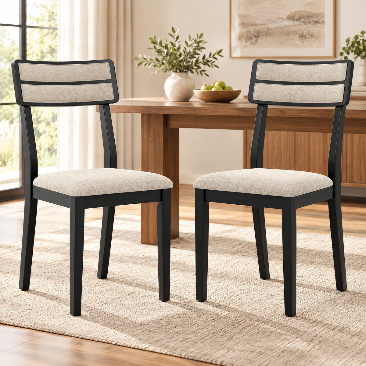 Airfind Modern Dining Chairs Set of 2 with Tilt Backrest for Dining Room, 400 lbs Capacity, Fabric Rubber Wood Frame, 18in x 20in x 35in Footprint