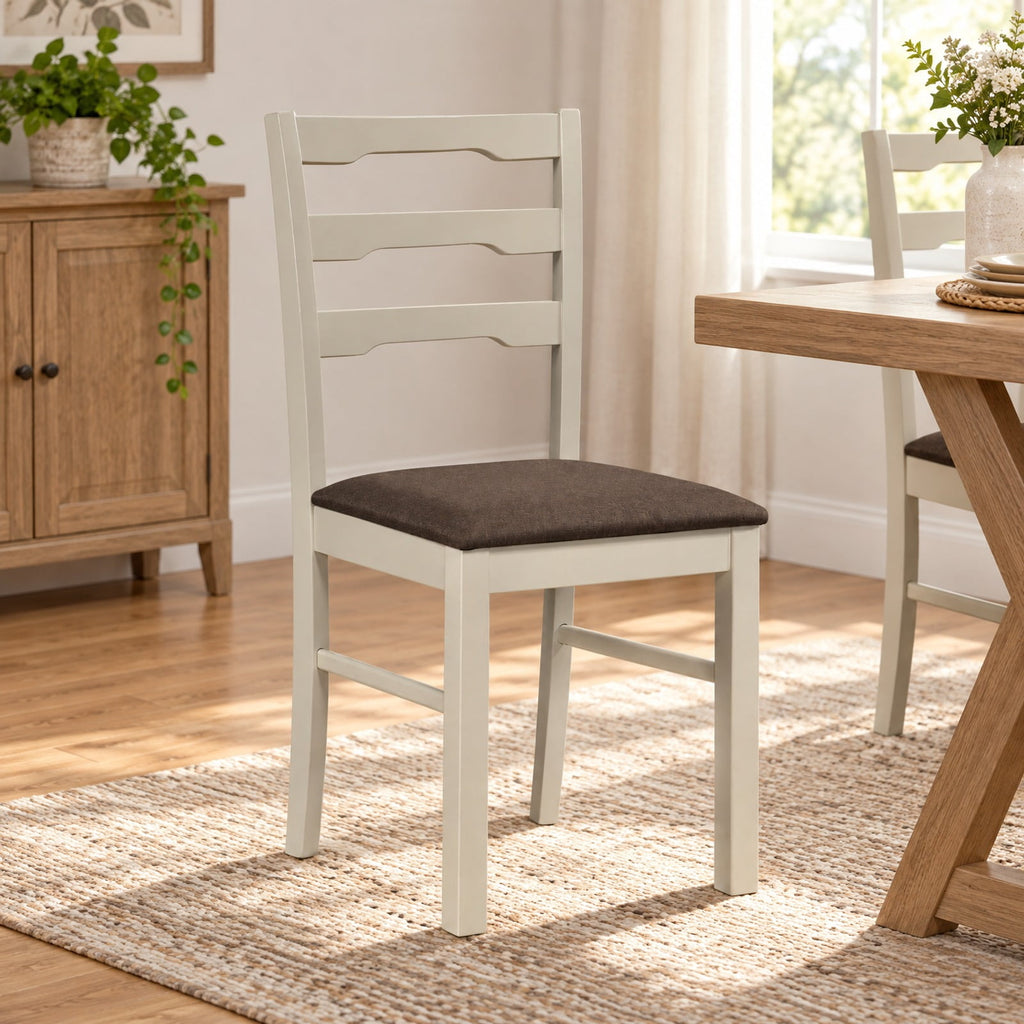Airfind Set of 2 Linen Style Upholstered Dining Chairs with Wood Frames, Chair 330 lbs Capacity, Rubber Wood Polyester Sponge Engineered Wood Frame