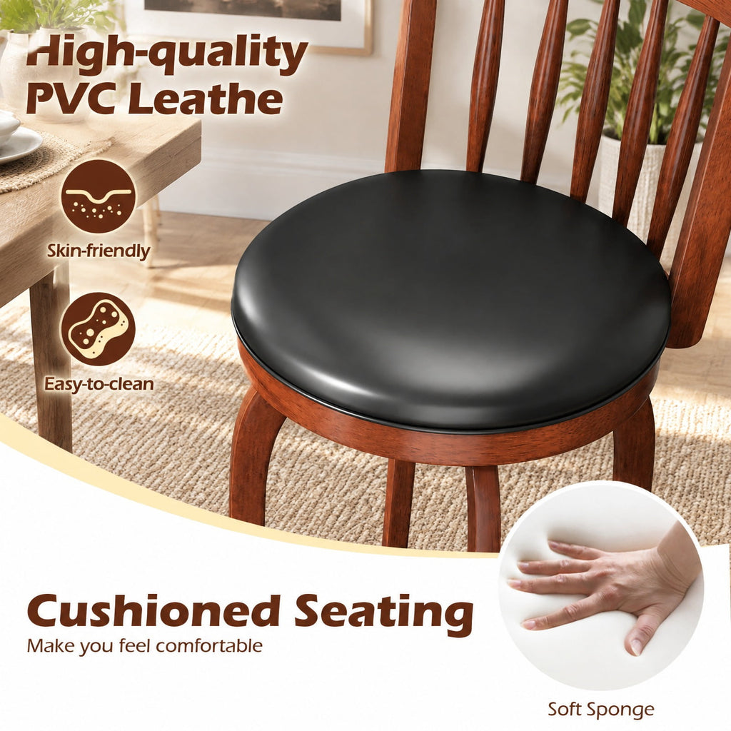 Airfind Swivel Bar Stools Set of 2 Counter Height Faux Leather Upholstered Barstools-24 Inches, 330 lbs Capacity, Expresso and Black