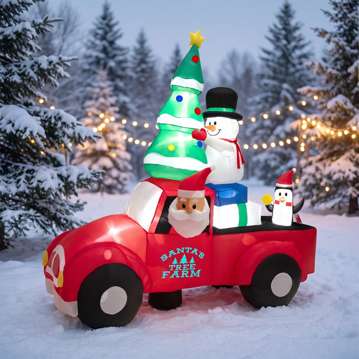 Airfind 8 Feet Wide Inflatable Santa Claus Driving a Car with LED and Air Blower, Polyester Fabric Plastic, 3.1 Inch X 1.6 Inch X 3.1 Inch, Unspecified