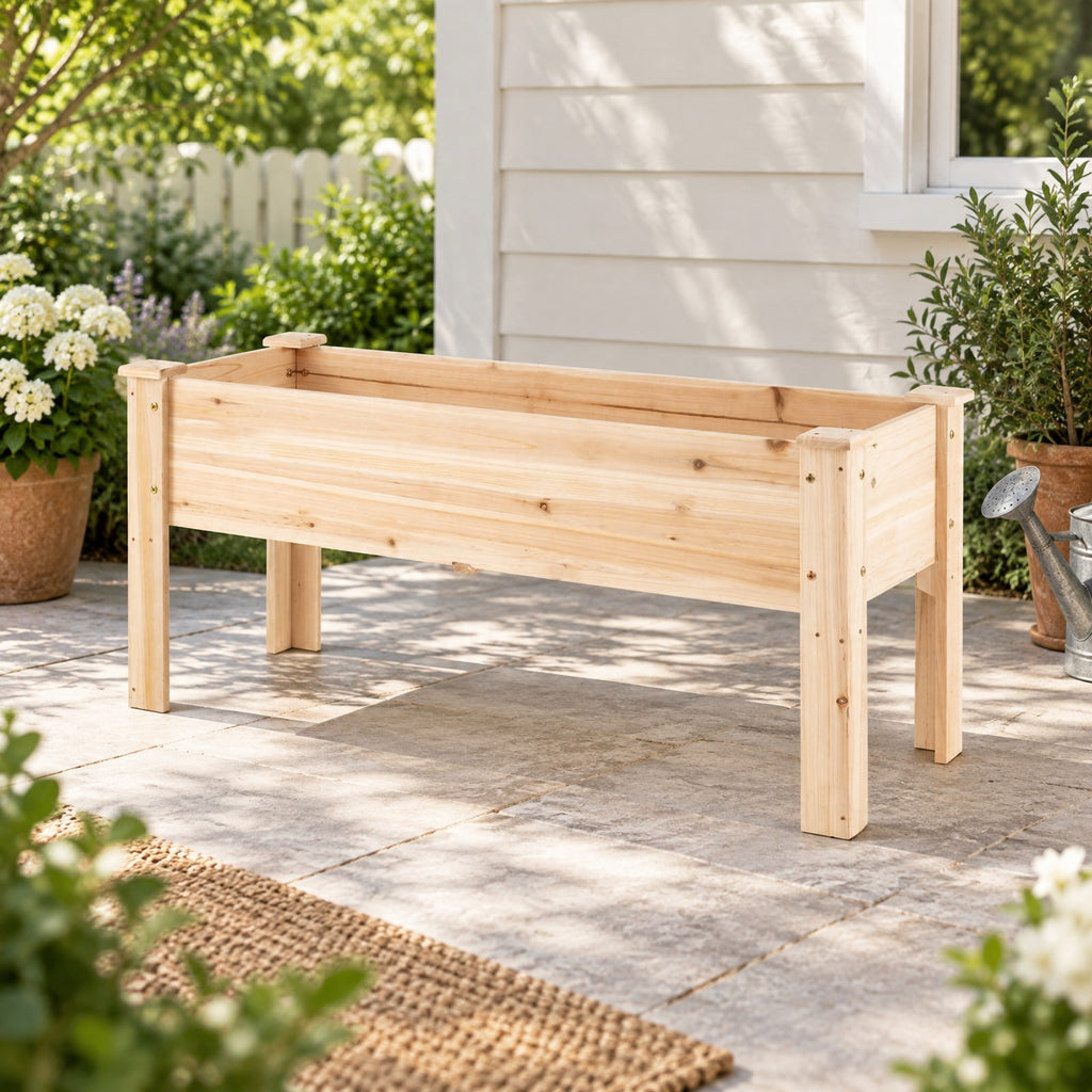 Airfind Wooden Raised Garden Bed with Legs 175 LBS Heavy-Duty Elevated Planter Box with Drainage Holes, 175 lbs Capacity, Fir Wood Frame, Natural