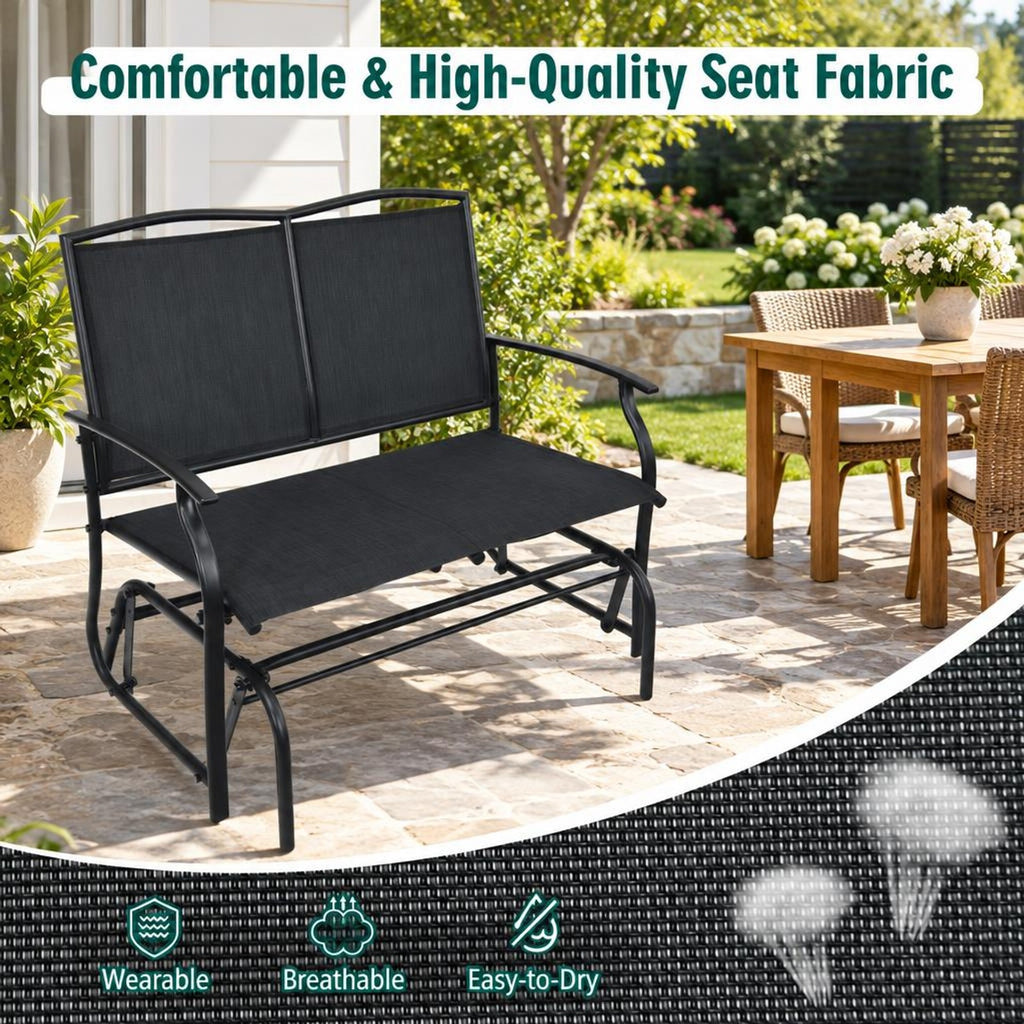 Airfind Iron Patio Rocking Chair for Outdoor Backyard and Lawn, 396 lbs Capacity, Steel and textilene Frame, 41.3 x 28.1 x 36.6 Footprint, Black