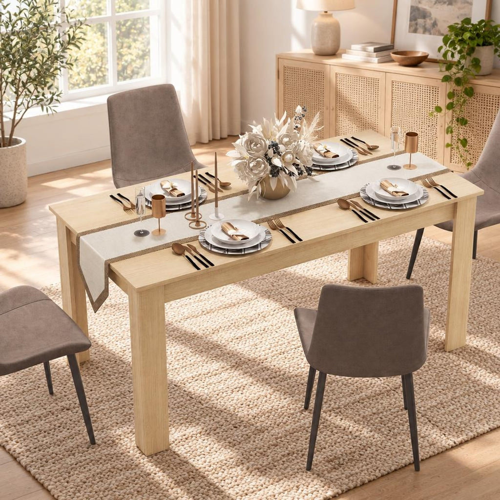 Airfind 63 Inch Rectangular Modern Dining Kitchen Table, 200 lbs Capacity, Engineered wood Frame, 63 x 31.5 x 30 Footprint, Natural