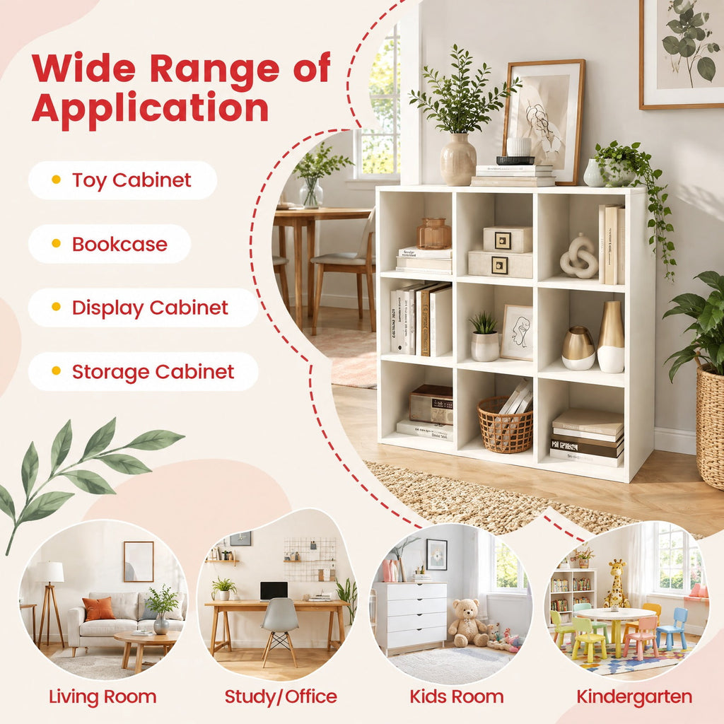 Airfind Wooden Kids Bookcase with Storage Cubbies and Anti-toppling Devices, 155 lbs Capacity, Engineered Wood MDF Frame, White