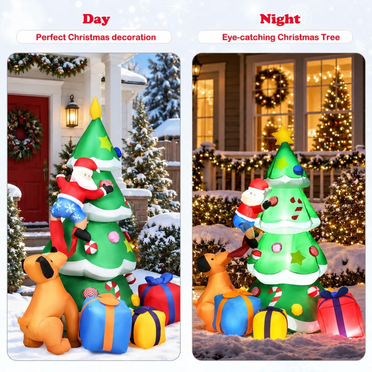 Airfind 7 Feet Inflatable Christmas Tree Santa Decor with LED Lights, 190T Polyester Fabric Product Height: 7 Ft Product Weight: 4 Lbs, Unspecified