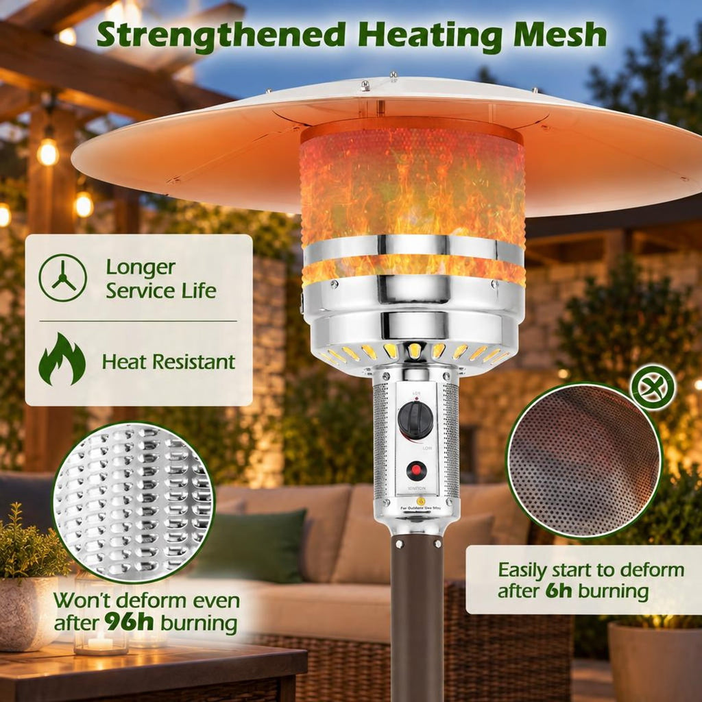 Airfind 50000 BTU Propane Patio Heater with Round Table Design, Aluminum 304 Stainless Steel Metal Frame, 32 x 87 Footprint, Brown