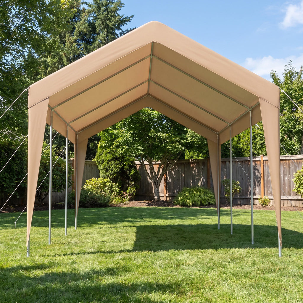 Airfind 10 x 20 Feet Patio Heavy Duty All-Weather Carport, Double-Layer 180G PE Galvanized Steel Frame, 10 x 20 x 9.4 ft Footprint, Yellow