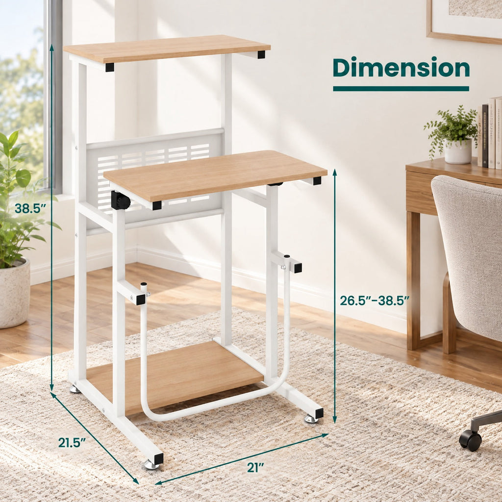 Airfind Standing Desk for Small Space Sit Stand Desk with Height Adjustable Desktop, Engineered wood Frame, 22 x 21 x Footprint, Oak