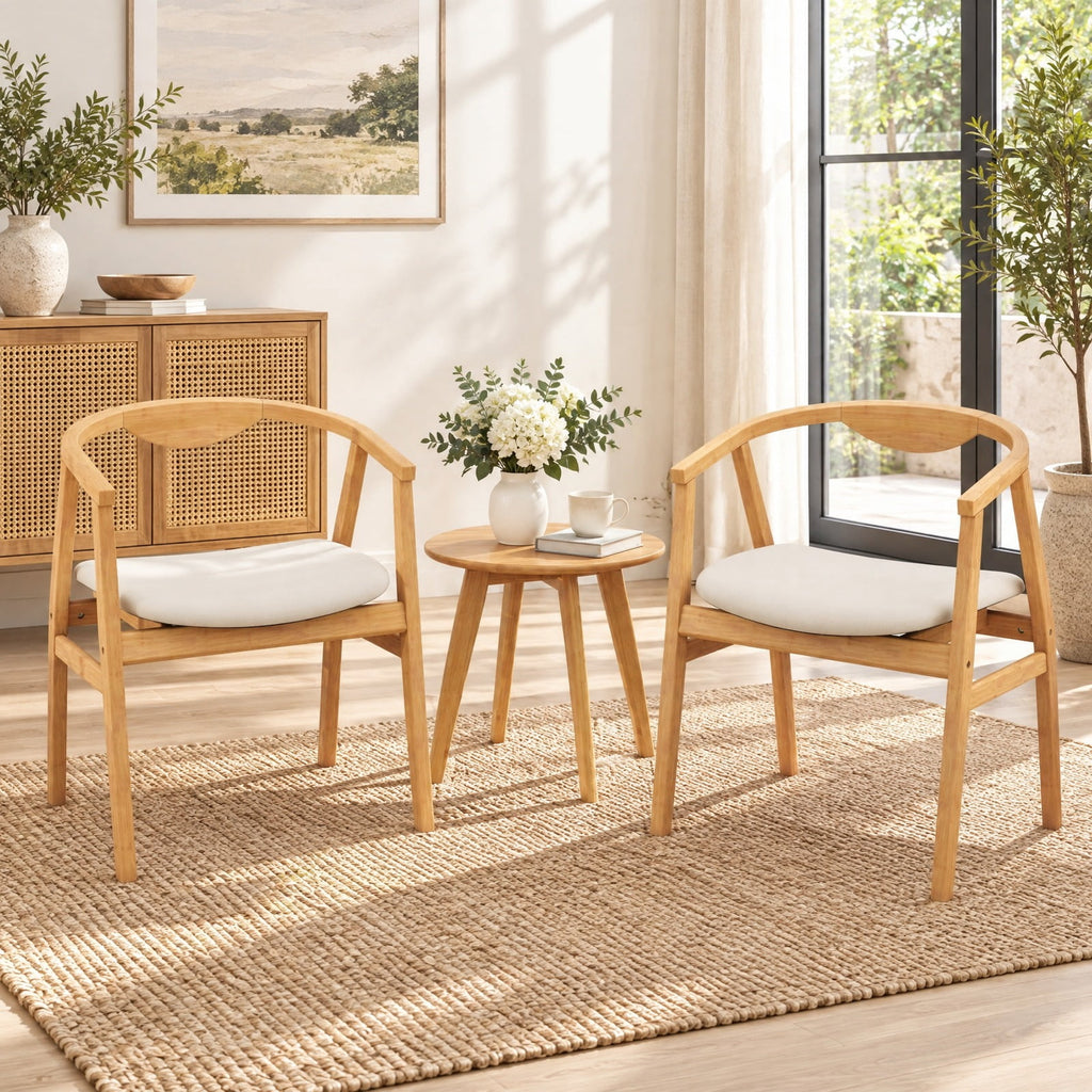 Airfind Bamboo Accent Chair with Armrest and Curved Backrest, 330 Lbs Capacity, Bamboo Polyester Sponge for Convenient Everyday Use, Natural