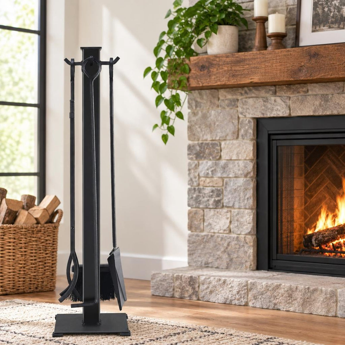 Airfind 5 Pieces Fireplace Iron Fire Place Tool Set, The, Made From Durable Solid Steel for Everyday Use with Practical Configuration, Unspecified