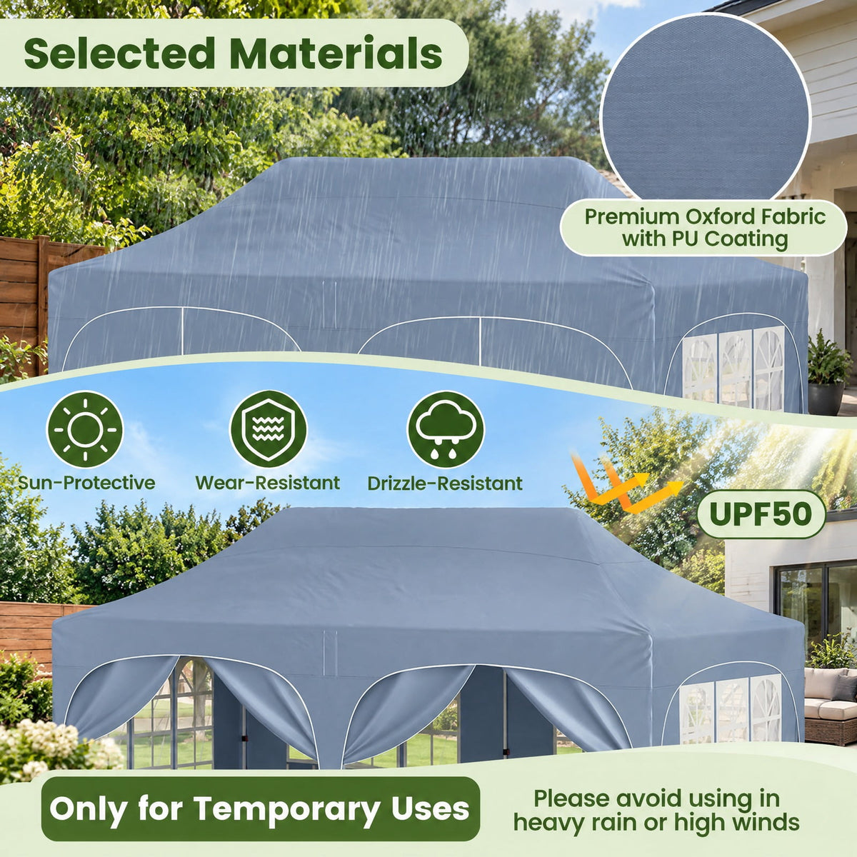 Airfind Pop Up Canopy Tent with 6 Removable Sidewalls for Patio, Metal Frame, 10 x 20 x 10.4 Footprint, Gray
