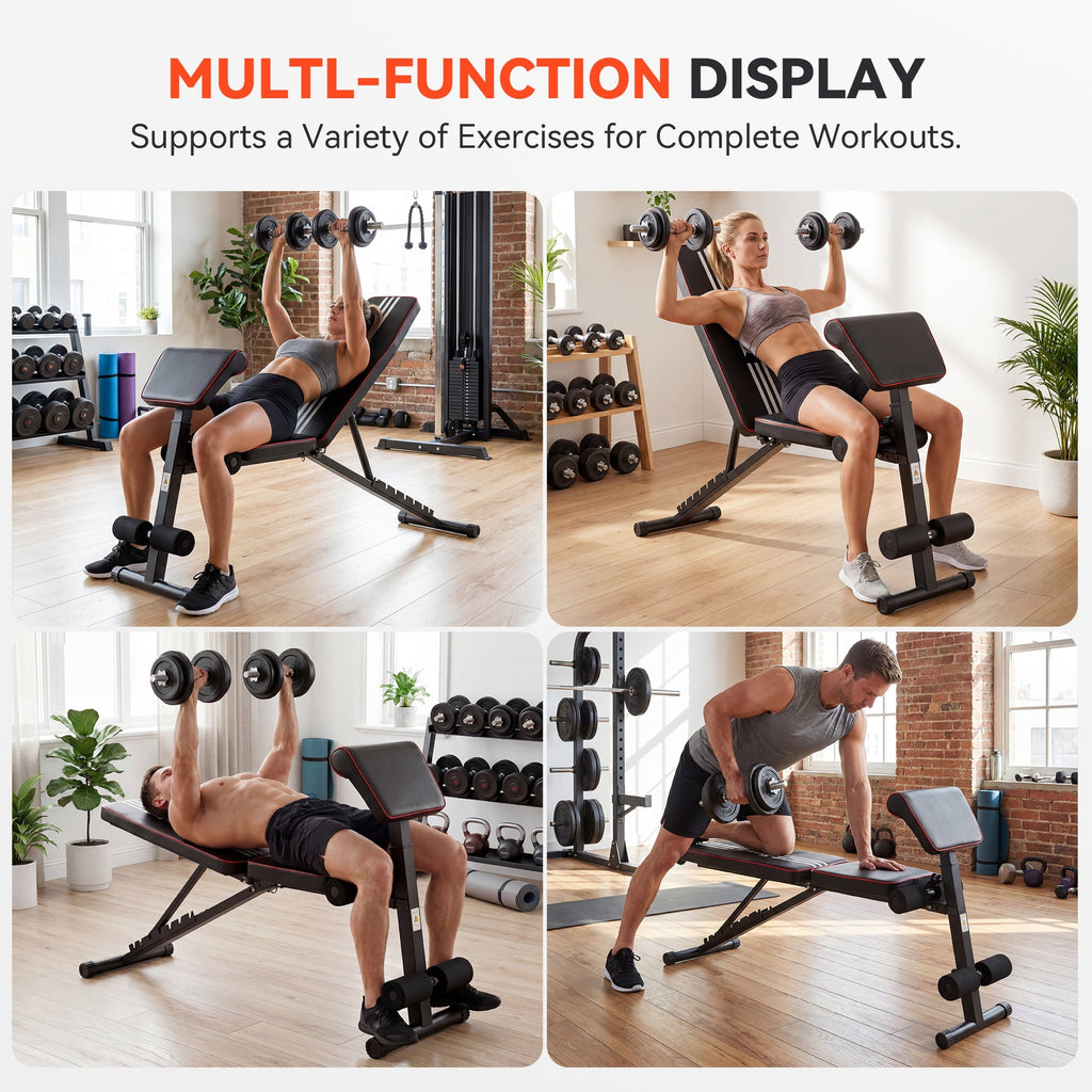 Airfind Adjustable Weight Bench,1000LBS Capacity Heavy Duty Foldable Workout Bench for Full Body Exercise, Flat/Incline/Decline, Bench Press for Home Gym with Preacher Pad & Leg Extension