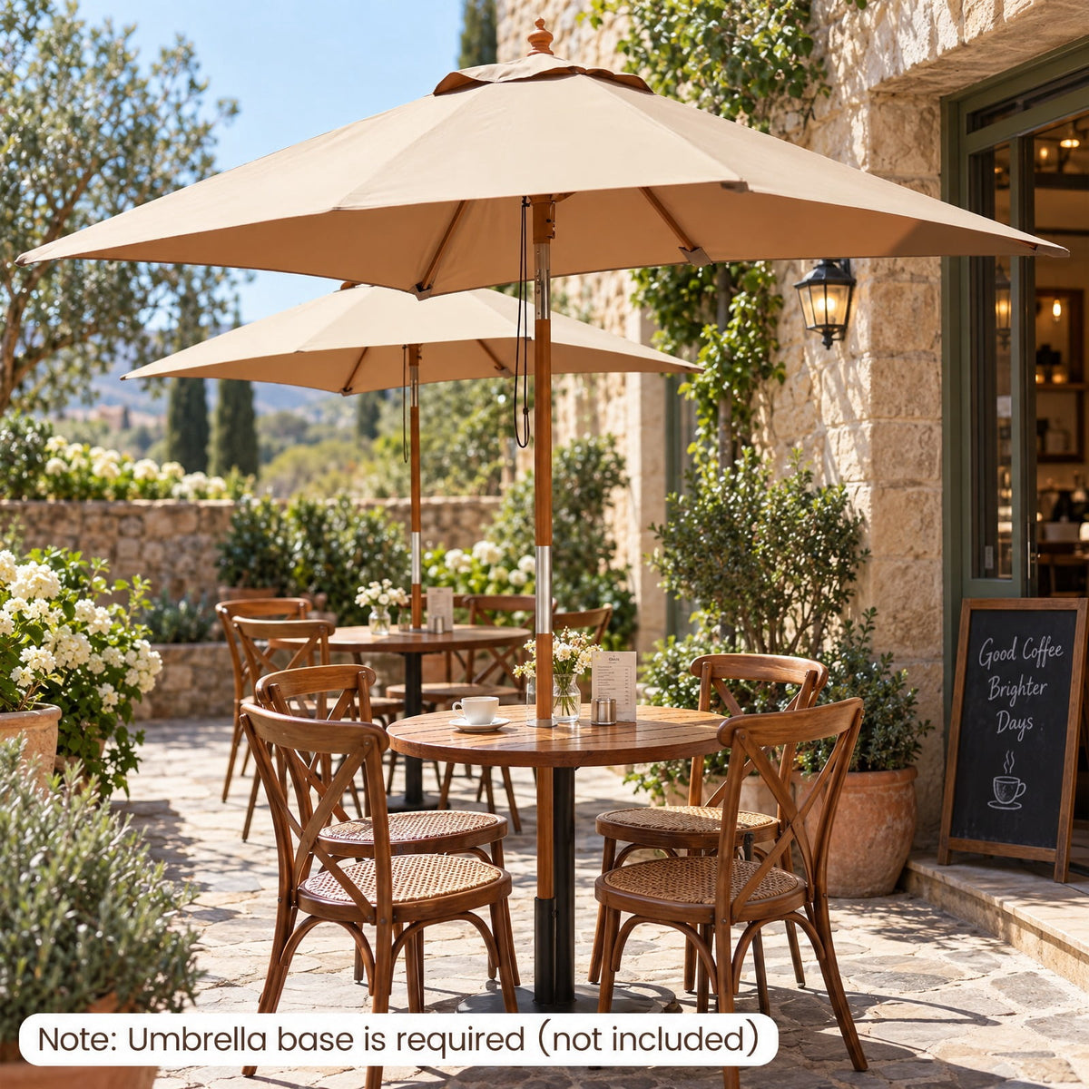 Airfind 7 Feet Outdoor Rectangular Patio Umbrella with 3 Adjustable Heights, Fabric Hardwood Bamboo Frame, 7 x 5.5 x 7.7 ft Umbrella Footprint