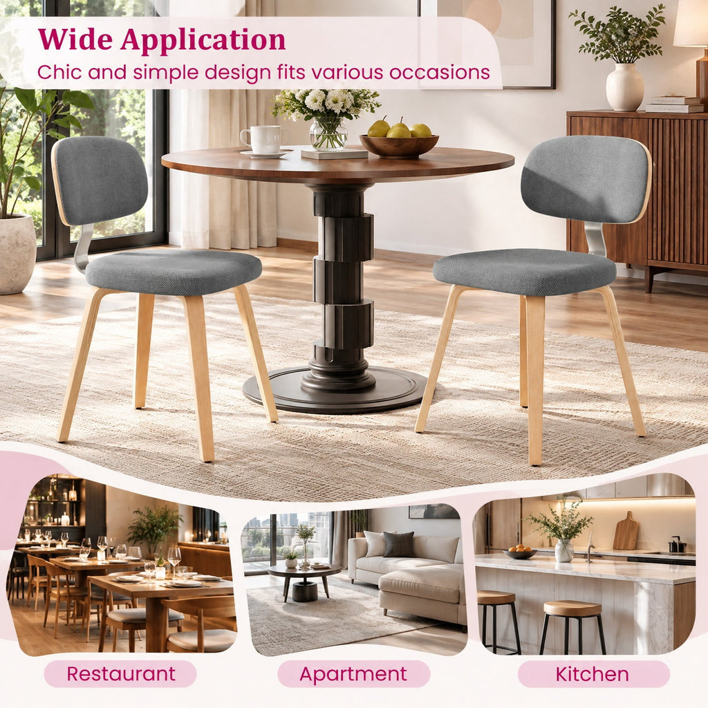 Airfind Chenille Fabric Upholstered Wooden Kitchen Chairs Set of 4, Chenille Sponge Bentwood Metal Frame, 330 lbs Capacity, Gray