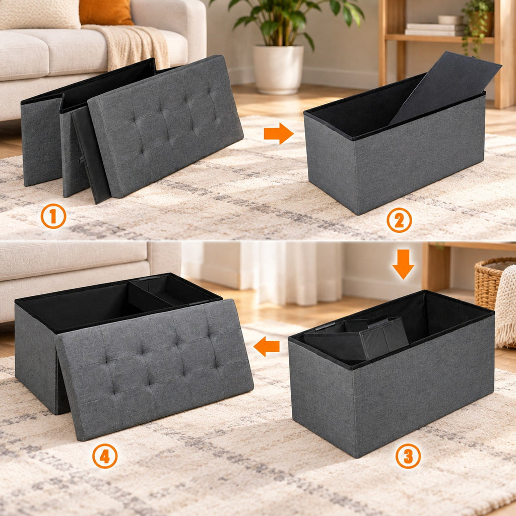 Airfind 31.5 Inch Fabric Foldable Storage with Removable Storage Bin, 350 lbs Capacity, Oxford fabric Frame, 31.5in x 16in x 16in Footprint, Dark Gray