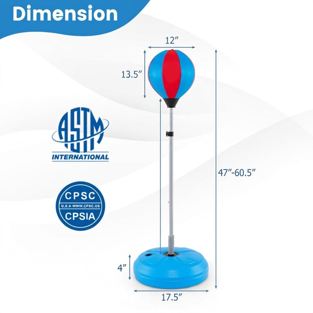 Airfind Adjustable Freestanding Punching Bag for Adults and Kids with Sand or Water Fillable Base and Boxing Gloves and Height Adjustable Stand for Home Training, Blue