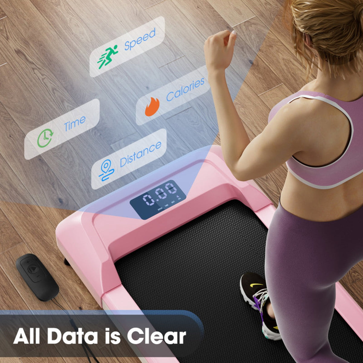 Airfind 3-in-1 Folding Treadmill with Incline 3 HP Walking Treadmill for Home with Smart App and Bluetooth Speaker and Heart Rate Monitor, Pink