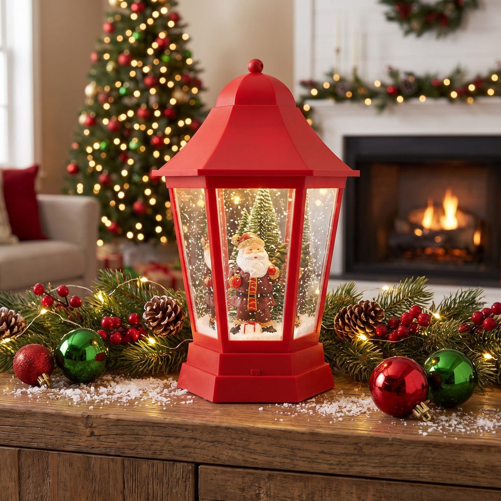 Airfind 5.3 Feet Musical Christmas Street Lamp featuring 60 Warm White LED Lights, ABS PP PVC, 12.5 Inch x 12.5 Inch x 64 Inch Lantern, Red