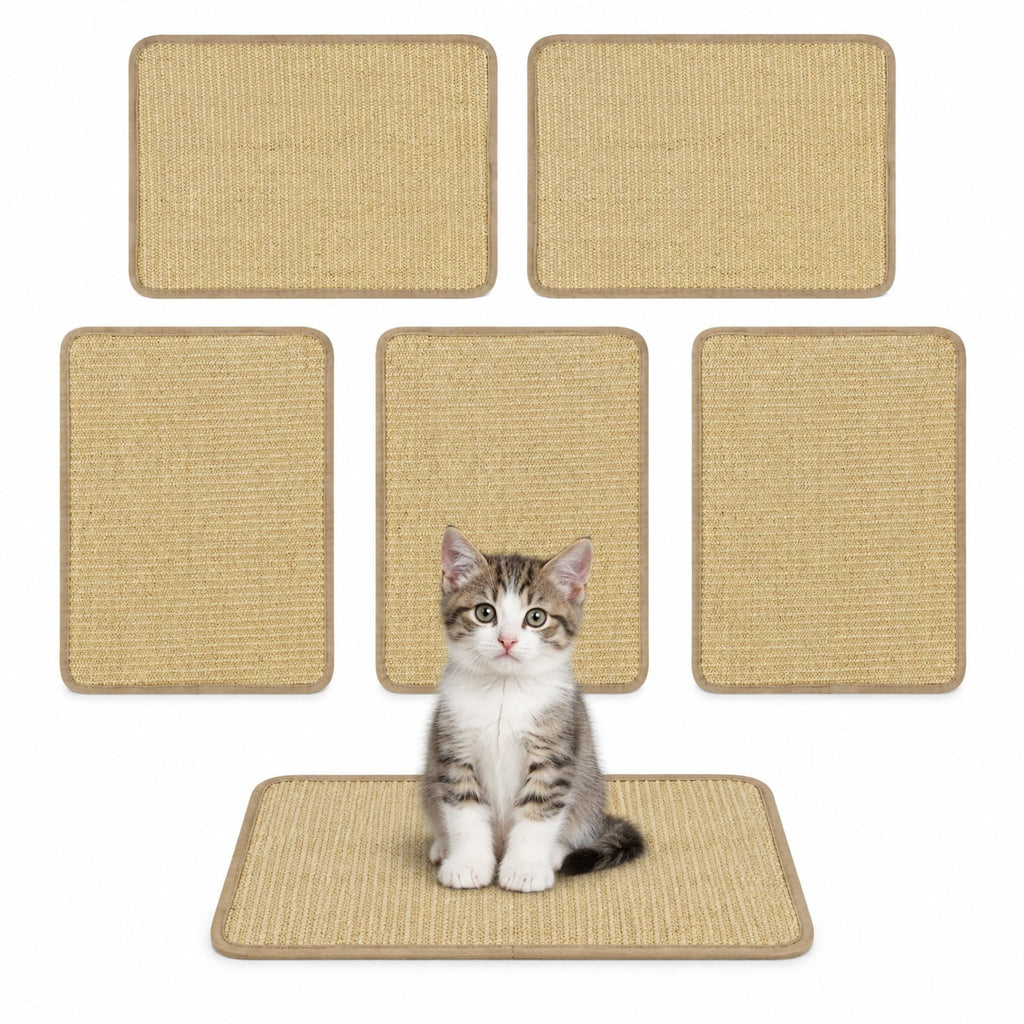 Airfind Cat Scratching Pads Set of 6, 16 x 12 Inch Sisal Scratch Mats featuring Latex Backing for Furniture and Floor Protection, Natural