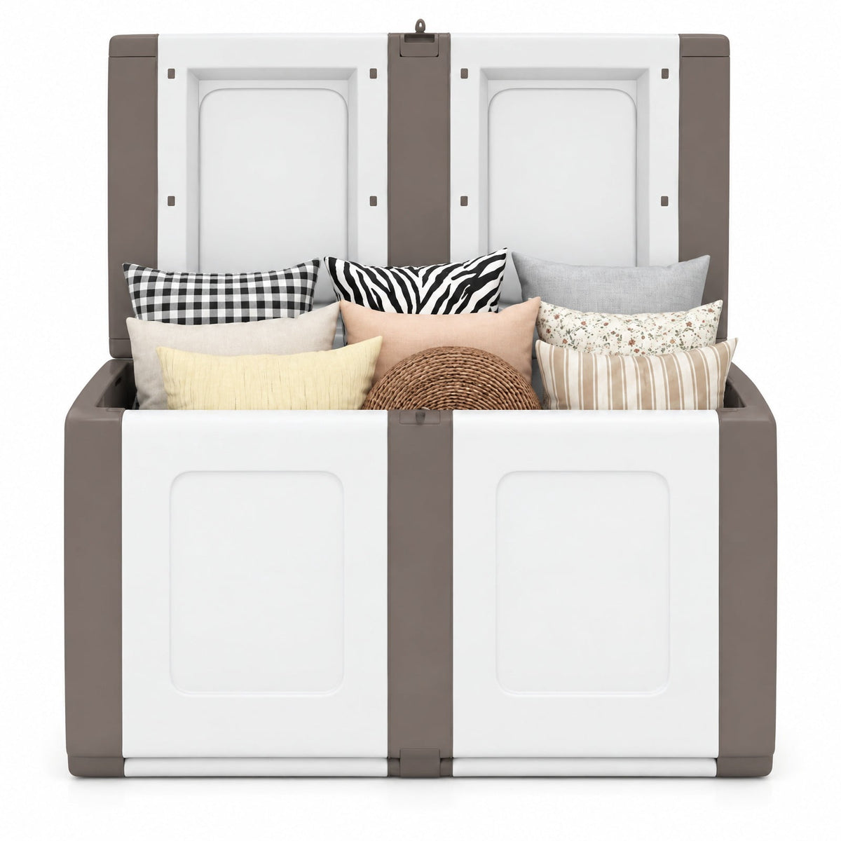 AIRFIND Deck Box 53 Gallon, Outdoor Patio Storage Container with Lockable Lid, Side Handles and Tool-Free Assembly for Garden Supplies, Beige