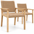 AIRFIND Dining Chairs Set of 2 with Woven Paper Rope Seats, Rubberwood Frames, Armrests and Foot Pads, 18.5 in Seat Height, Natural