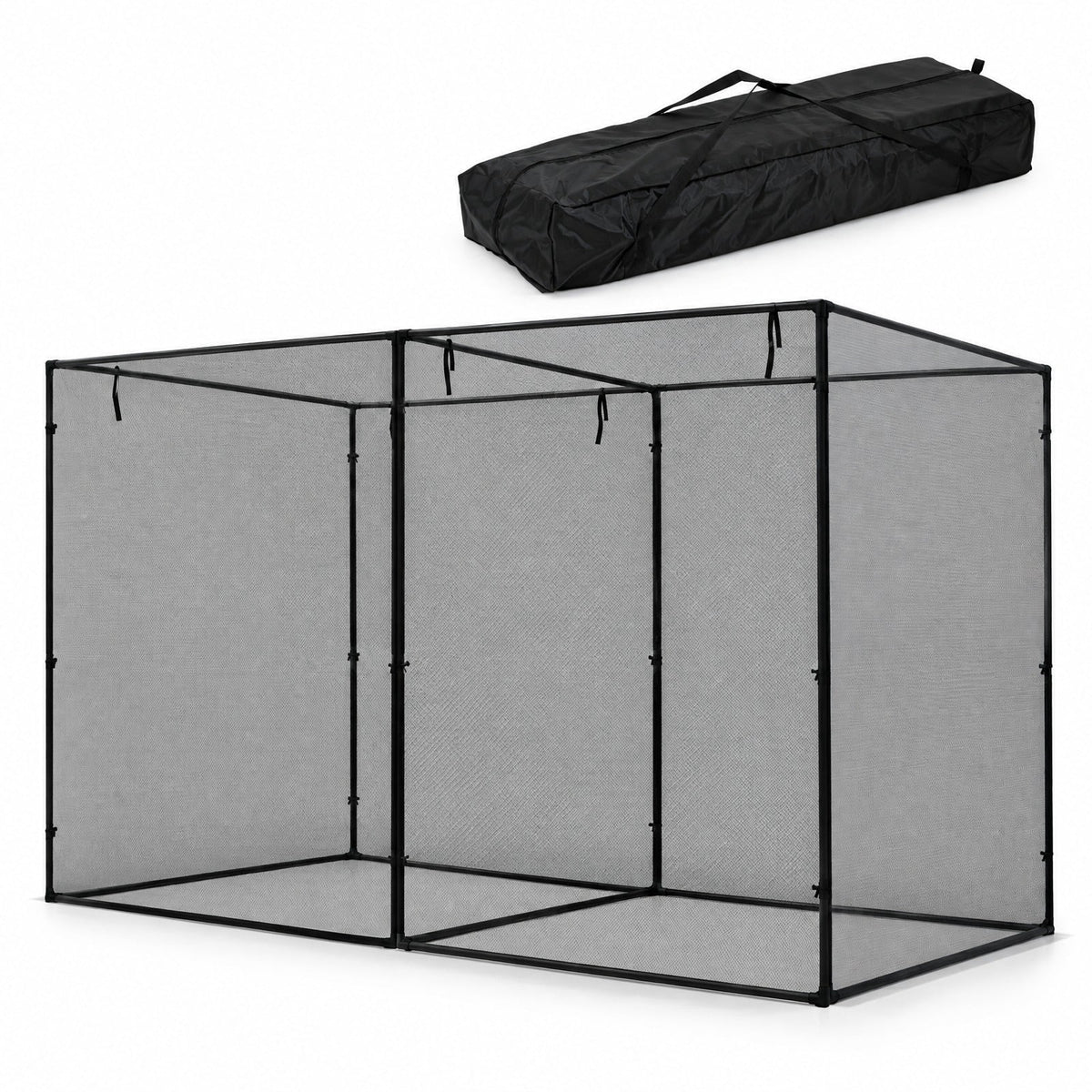 AIRFIND Garden Plant Cage 10 x 6.5 x 6.5 ft, Walk-In Crop Protection Enclosure with Mesh Netting, Zippered Roll-Up Doors and Carry Bag, Black