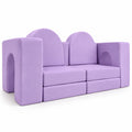 AIRFIND Kids Play Couch 8-Piece Modular Foam Sofa with Cushions, Arches and Half Moons, Removable Washable Suede Fabric Covers, Purple