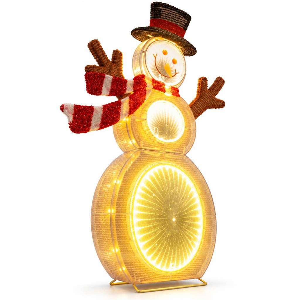 AIRFIND Lighted Snowman Christmas Decoration, 2.6 ft Figure with 105 LED Lights, Mirror Accents, Metal Stand and Ground Stakes for Yard Display