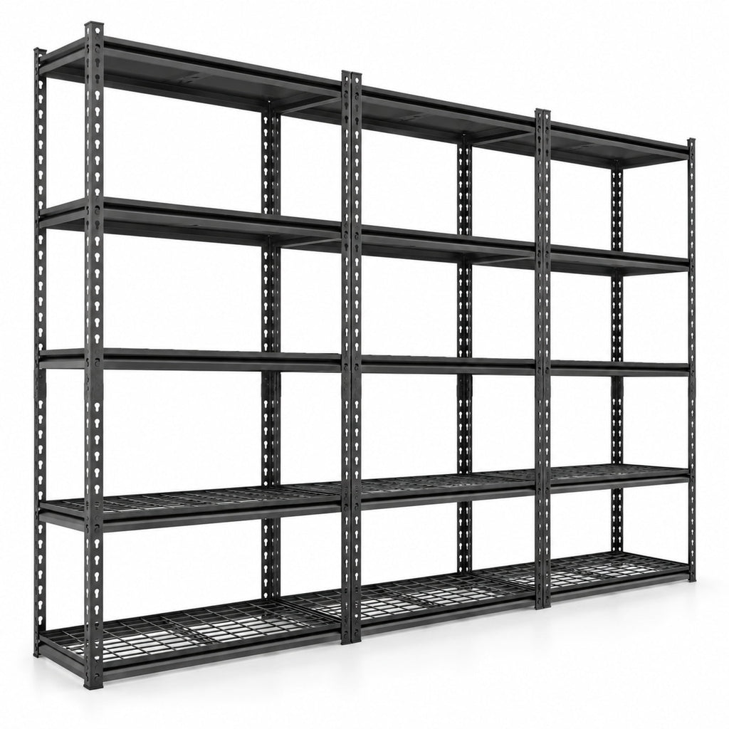 AIRFIND Metal Shelving Units Set of 3, 5 Adjustable Wire Shelves Each, 400 lb Capacity per Tier, 36 x 18 x 72 in Each, Black