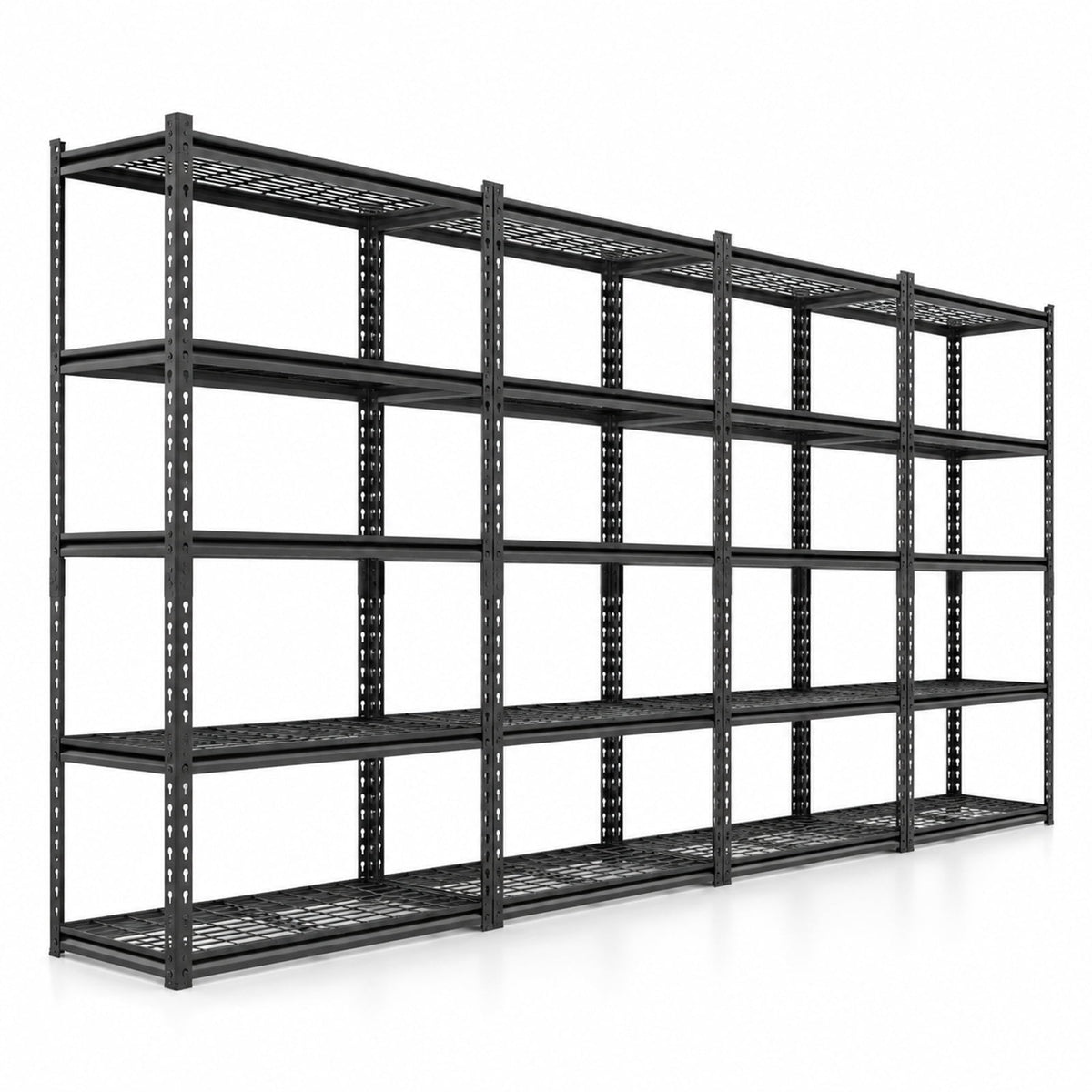 AIRFIND Metal Shelving Units Set of 4, 5 Adjustable Wire Shelves Each, 400 lb Capacity per Tier, 36 x 18 x 72 in Each, Black