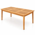 AIRFIND Patio Dining Table for Six with Acacia Wood Slatted Top, Umbrella Hole and Reinforced Frame, 67 x 35 x 30 in, Natural