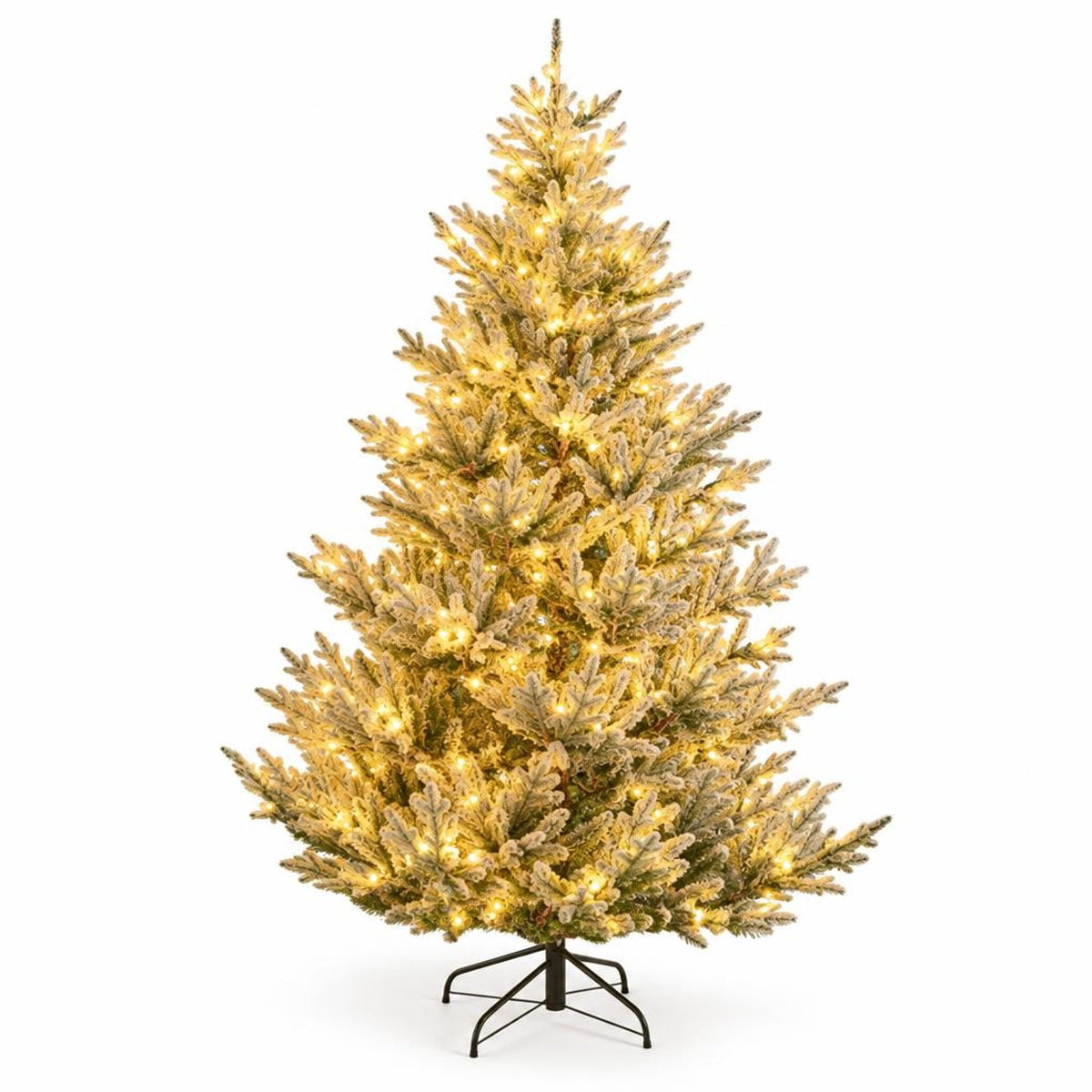AIRFIND Pre-Lit Christmas Tree 7 ft Snow Flocked with 1074 Branch Tips, 450 Warm White LEDs, 13 Light Modes, Timer and Metal Stand