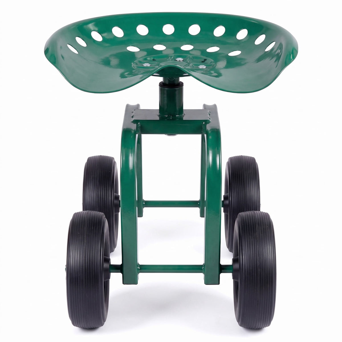 AIRFIND Rolling Garden Work Stool with 360-Degree Swivel Seat, Adjustable 16-19 in Height, 7 in Wheels and 330 lb Capacity, Green