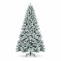 Airfind Snow-flocked Artificial Christmas Tree 9 Ft featuring Hinged PVC Branches and Metal Stand for Indoor Holiday Decor, White