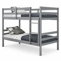 AIRFIND Twin Over Twin Bunk Bed with Pine Wood Frame, Plywood Slats, Inclined Ladder, Guardrails and Wall Brackets, Mattress Not Included, Gray