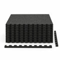 Airfind 0.79 inch Thick Rubber Top Exercise Mat 48 Sq Ft with Boarders, Rubber PE Foam Frame, of 12 Tiles 6 x 8 ft Total Footprint, Black
