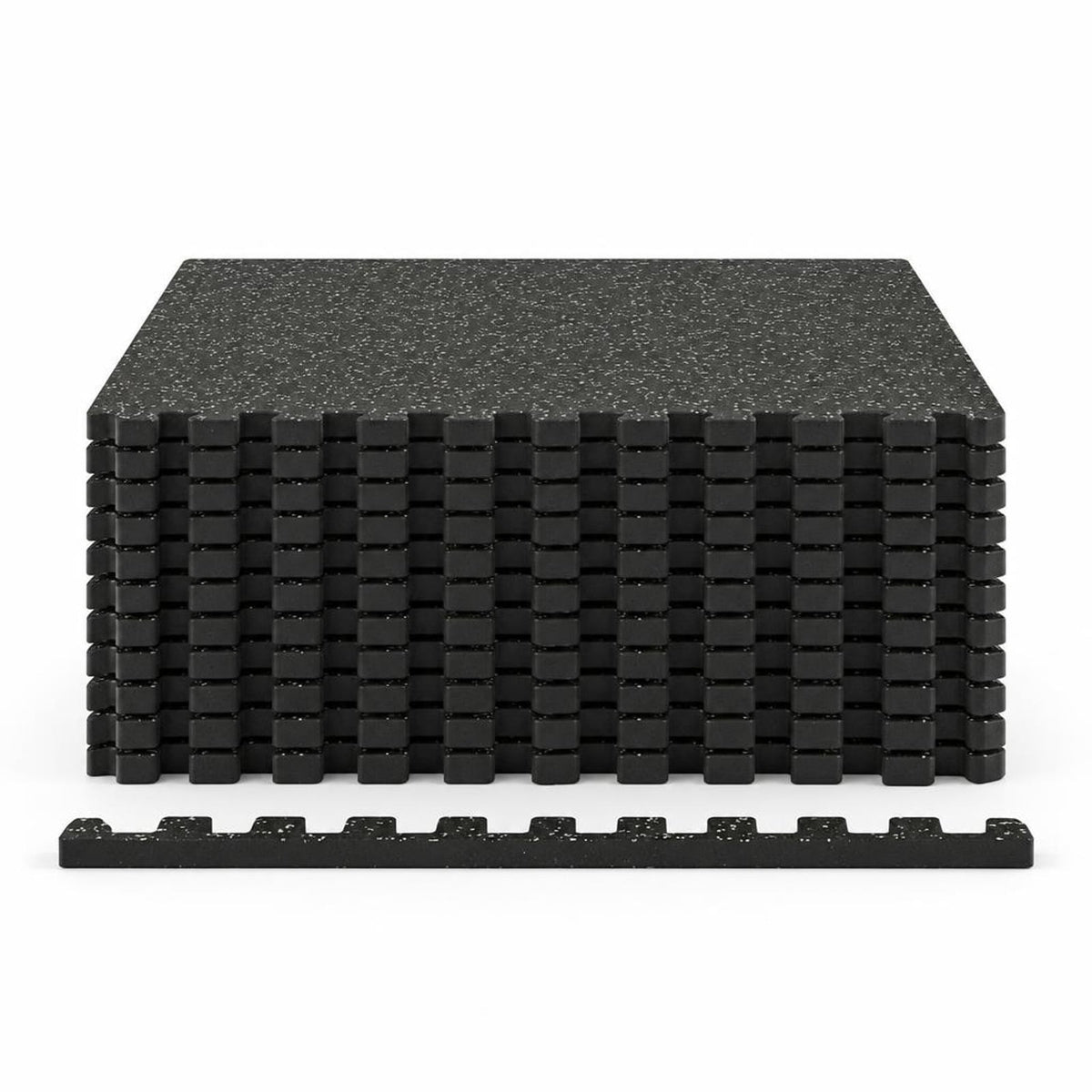 Airfind 0.79 inch Thick Rubber Top Exercise Mat 48 Sq Ft with Boarders, Rubber PE Foam Frame, of 12 Tiles 6 x 8 ft Total Footprint, Black